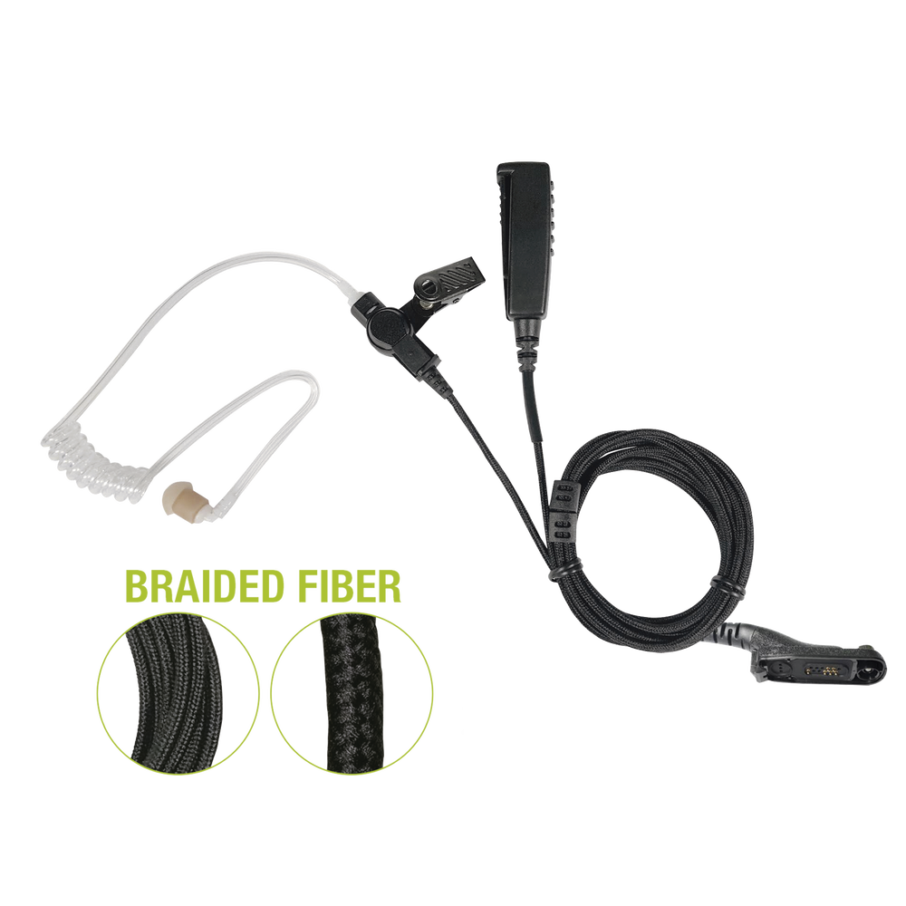 Micrófono De Solapa de 2 Cables De Fibra Trenzada Serie SPM2300BF Con Conector MOTOROLA TRBO XPR6XXX/TXX y APX