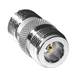Adaptador en Línea de Conector N Hembra a UHF Hembra (SO-239), Plata/ Oro/ Teflón.