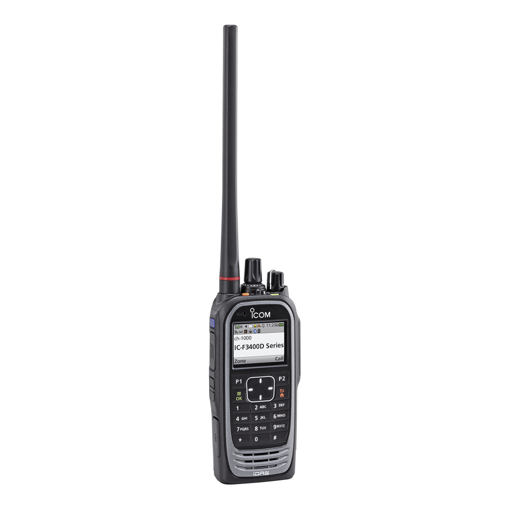 Portable digital radio with 1024 channels, DTMF keypad, on range 136-174MHz, sumersible, GPS and bluetooth built in, lcd color display. Supplied with Battery, Belt Clip, Charger, and Antenna