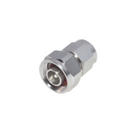 Adaptador en Línea de Conector 4.3-10 Macho a N Macho, Bronce Blanco/ Plata/ Teflón.