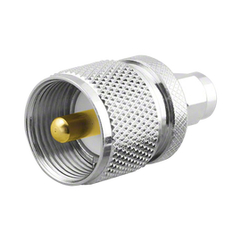 Adaptador en Línea, de Conector SMA Macho a UHF Macho (PL-259), Níquel/ Oro/ Teflón.