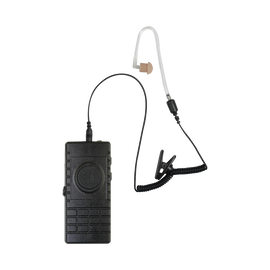 Bluetooth lapel microphone with bullet acoustic tube with charger and base.