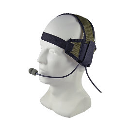Tactical III Headset, over-the-head nylon strap, boom microphone, ruggedized IP67-rated PTT