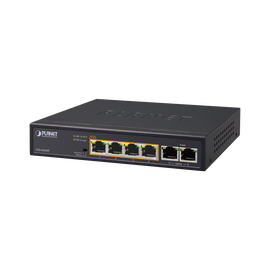SWITCH NO ADMINISTRABLE PLANET FSD-604HP / 6 PUERTOS RJ45 FAST ETHERNET 10/100 Mbps / 4 PUERTOS CON PoE 802.3AF/AT (PUERTOS 1 – 4) / 30W POR PUERTO / DIP SWITCH (DISTANCIA DE 100 Y 250 METROS) / 63 WATTS DE CONSUMO / RECINTO DE METAL.