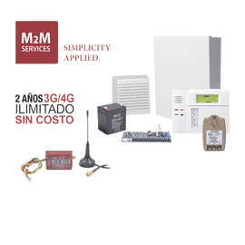 (2 Años 4G ILIMITADO INCLUIDO) Kit VISTA48LA,Teclado 6150, Comunicador MN02LTEM Transformador, Bateria y Sirena de 15 Watts