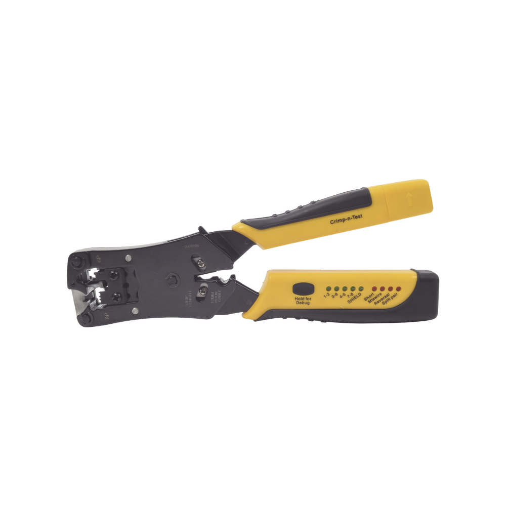 Pinza 3 en 1: Pelacables/ Terminado/ Probador para UTP. Enchufe Modular de Prueba para RJ45/RJ11/RJ22. Fabricado con Alma de acero al carbón, mango ergonómico ABS + TPR (caucho termoplástico).
