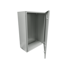 Gabinete de Acero IP66 Uso en Intemperie (400 x 600 x 200 mm) con Placa Trasera Interior y Compuerta Inferior Atornillable (Incluye Chapa y Llave).