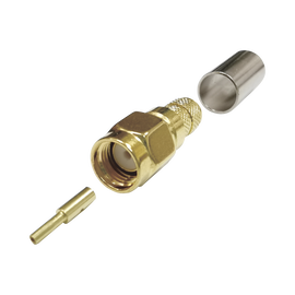 Conector SMA Macho Inverso de Anillo Plegable para Cables RG-8/X, LMR-240, 9258, Oro/ Oro/ Teflón.​