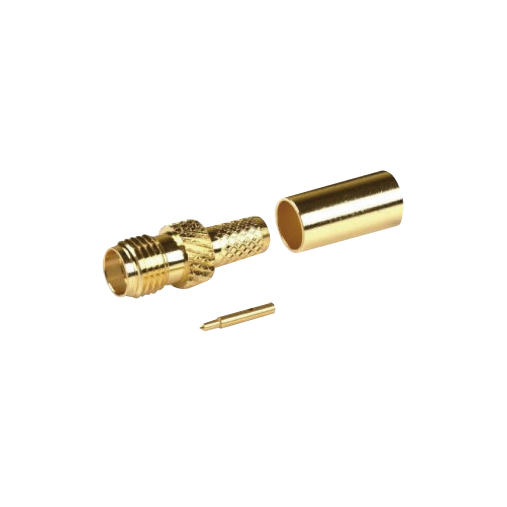 Conector SMA Hembra Inverso de Anillo Plegable para Cable RG-8/X, 9258, LMR-240, LMR-240UF,  LMR-LW240, Oro/Oro/Teflón.
