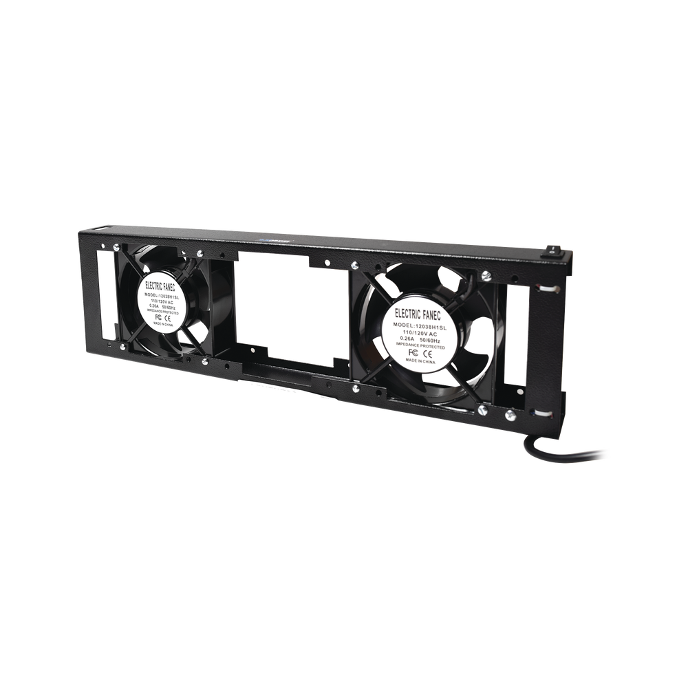 Kit de 2 Ventiladores 110 Vca (12 x 12 cm) con Clavija para Gabinete de Piso.