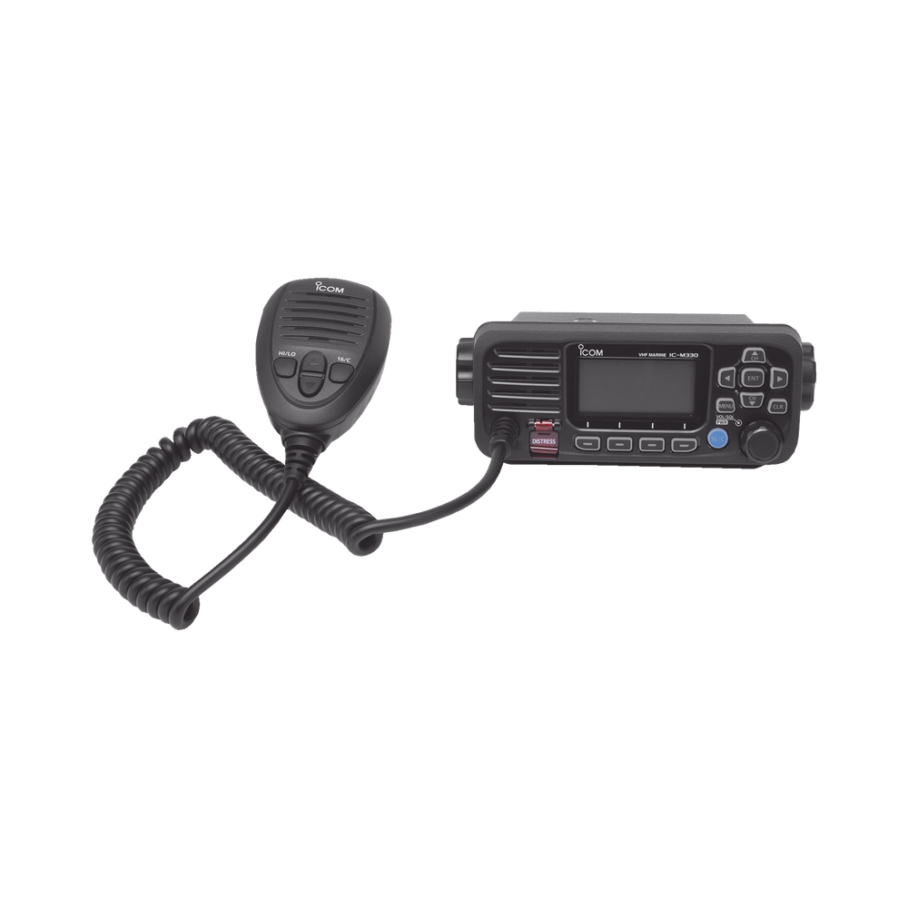 Marine Transceiver, Black Color, Tx: 156.025 - 157.425 MHz, Rx: 156.050 - 163.275 MHz, Submersible IPX7. Microphone, Power Cable and Mounting Bracket Included