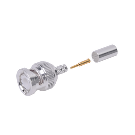 Conector BNC Macho de Anillo Plegable para Cable LMR-195, RG-58/U, RG-142, Niquel/Oro/Teflón.