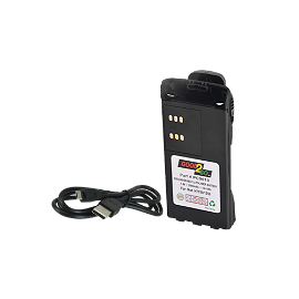Li-Ion Battery with USB Charger Built-in of 2000 mAh, Clip Included for Motorola Radios HT750/1250, PRO5150/5550/7150/7350/7550