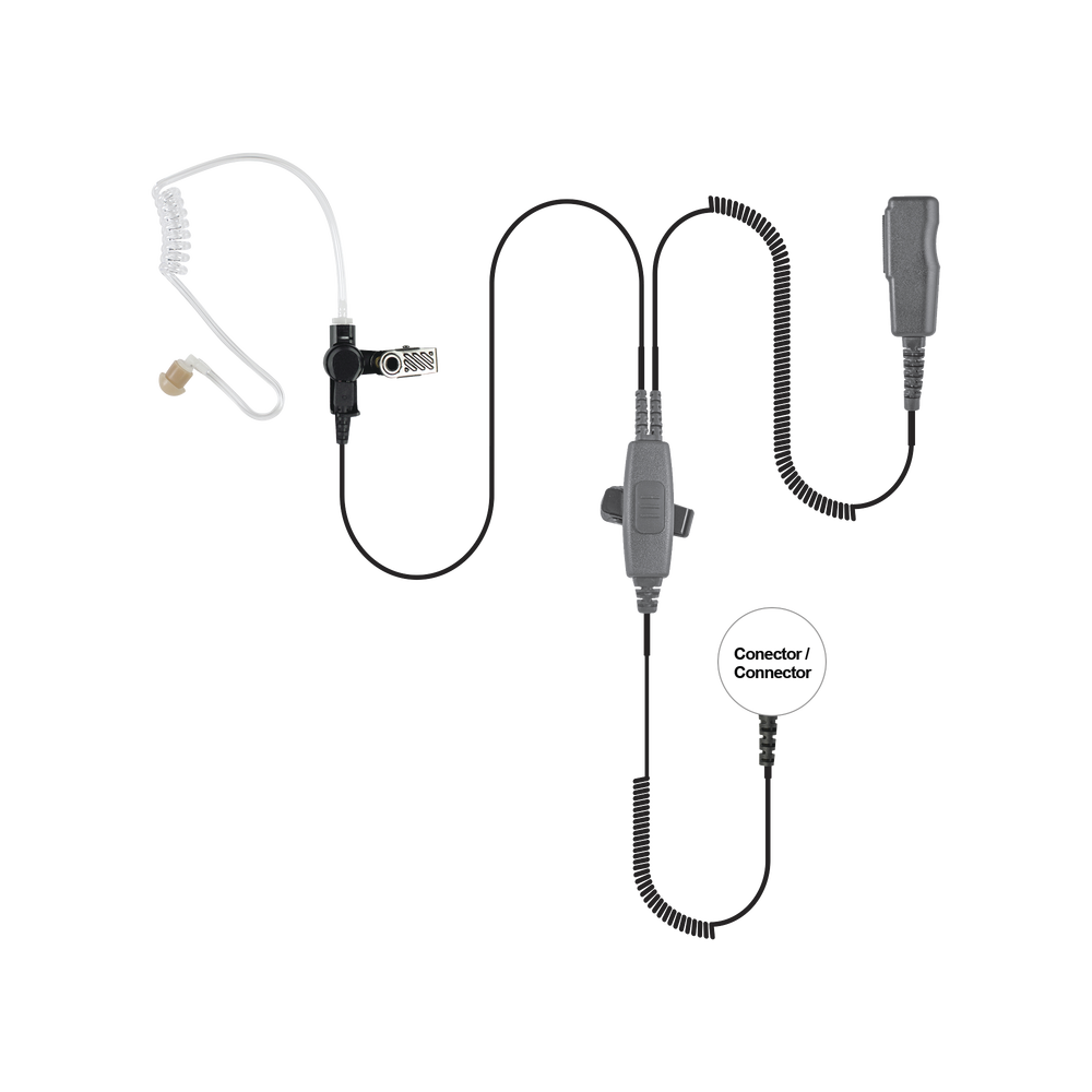 MICRÓFONO AUDÍFONO DE 2 CABLES CON DOBLE PTT P/ MOTOROLA (MOTO TRBO) XPR-6500/ XPR-6550/ 4150/ 4150/ 6150/ 8550/ 5550/ APX-7000/ DP-3400