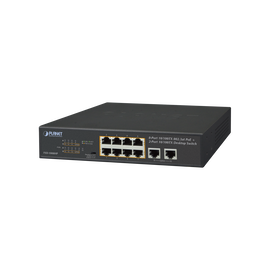 Switch No Administrable, 8 puertos PoE 802.3af/at 30 W, hasta 250 m, 2 puertos Uplink