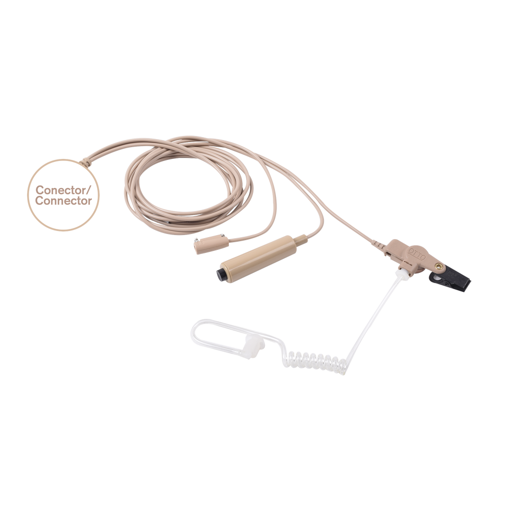 Kit de Micrófono-Audífono  profesional beige de 3 cables para radios Motorola EP350, EP450, EP450S, DEP450, MAG ONE A8, Hytera TC500/600