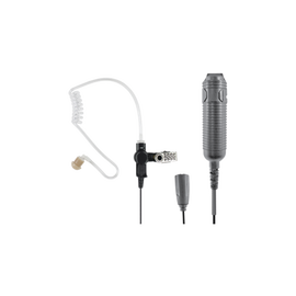 Heavy Duty 3-Wire Surveillance Kit: Features acoustic tube earphone with TWIST CONNECTOR, remote PTT switch and low-profile lapel microphone. Straight cable.