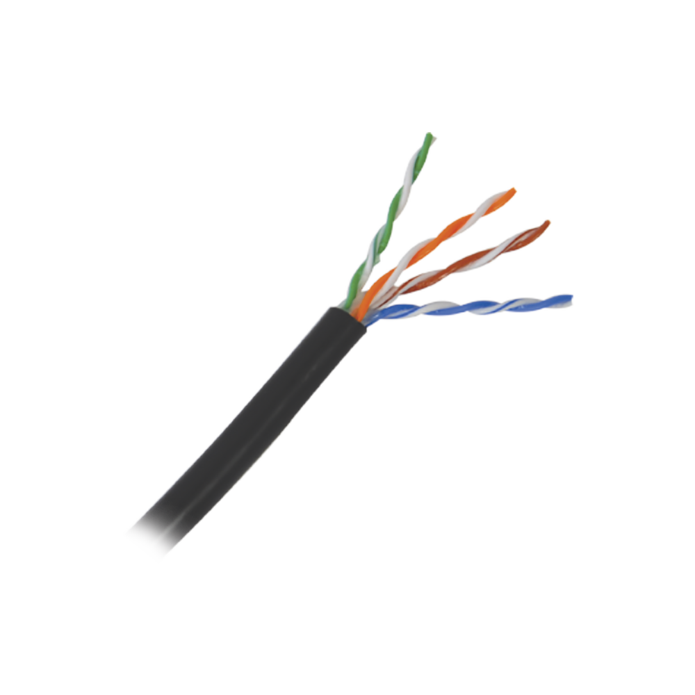 Cat5e with exterior gel, Black color, for applications in data network systems and structured cabling.Use weatherproof. Section of 105 Meters.