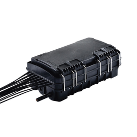 Caja de Distribución de Fibra Óptica para 24 Empalmes, con 8 acopladores SC/APC simplex, Exterior IP65, Color Negro