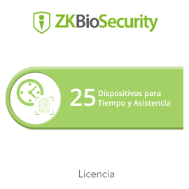 Licencia para ZKBiosecurity permite gestionar hasta 25 dispositivos para tiempo y asistencia