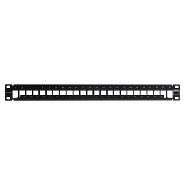 Patch Panel TERA-MAX Blindado de 24 Puertos, Modular, Plano, Color Negro, 1UR