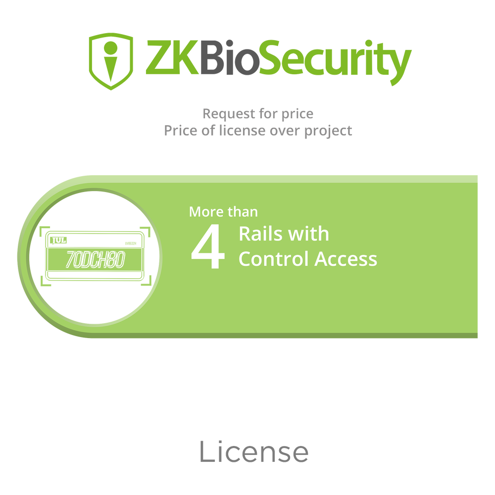 Licencia para ZKBiosecurity para modulo de estacionamiento de 4 carriles utilizando controlador de acceso