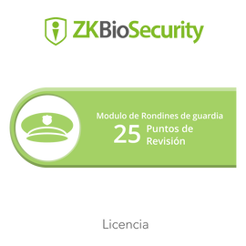 Licencia para ZKBiosecurity para modulo de rondines de guardia hasta 25 puntos de revision
