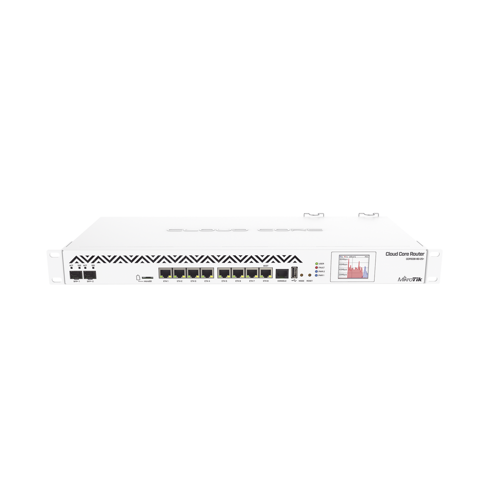 (CCR1036-8G-2S+EM) Cloud Core Router, CPU 36 Nucleos, 8 puertos Gigabit Ethernet, 2 puertos SFP+ y 8 GB Memoria