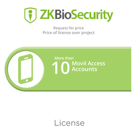 Licencia para ZKBiosecurity para mas de 10 cuentas de acceso mediante aplicación móvil