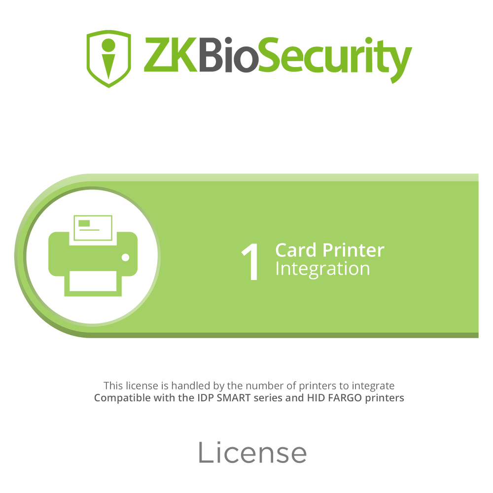 Licencia para ZKBiosecurity para integracion de 1 impresora de tarjetas