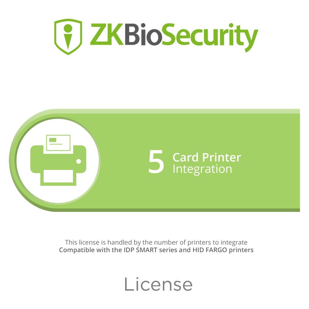 Licencia para ZKBiosecurity para integracion de 5 impresoras de tarjetas