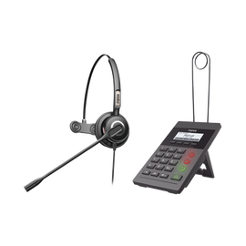 Kit Fanvil para Call Center incluye teléfono IP X2CP Y diadema HT201 y fuente de alimentación.