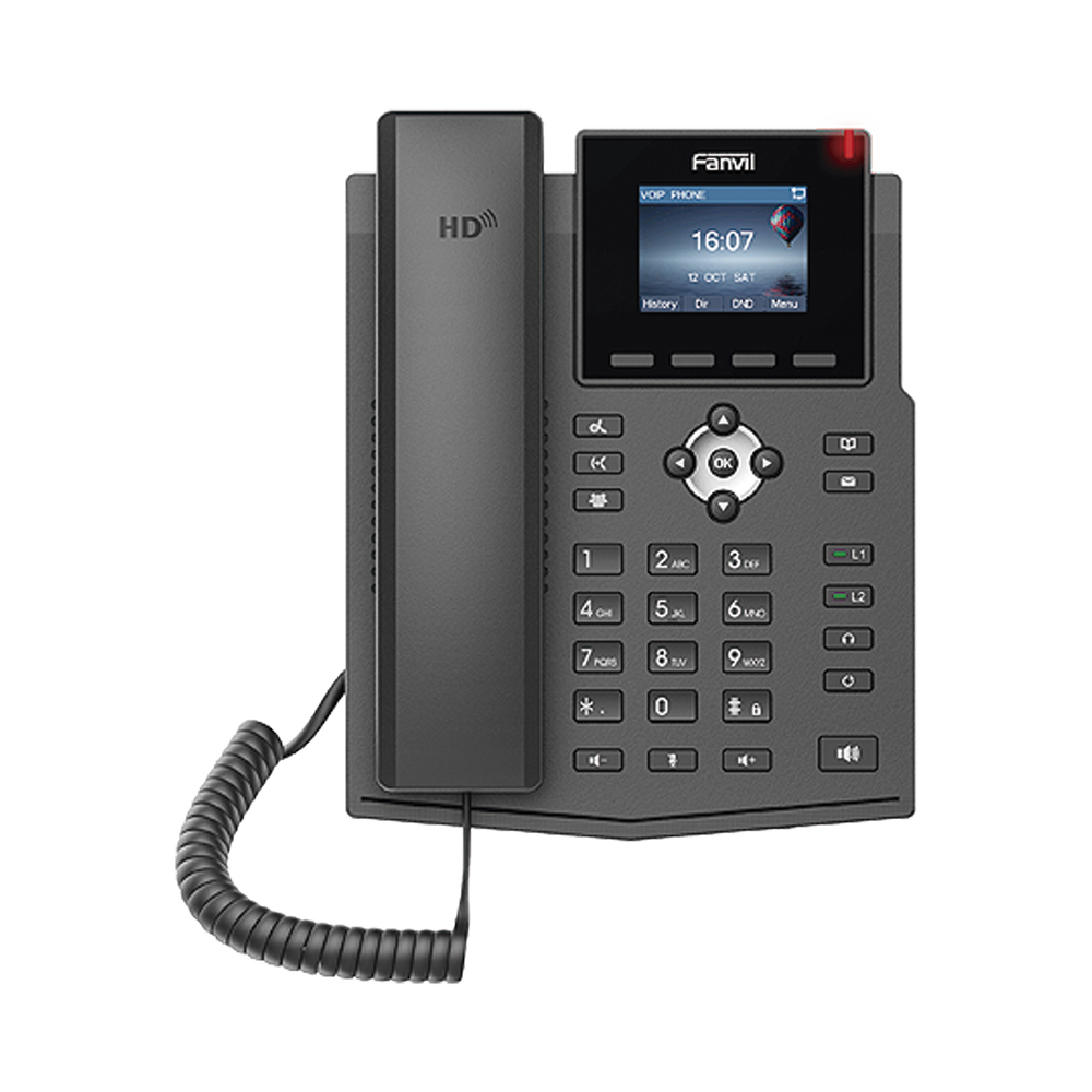 Teléfono IP empresarial para 4 líneas SIP con pantalla LCD de 2.4 pulgadas a color, Opus y conferencia de 3 vías.