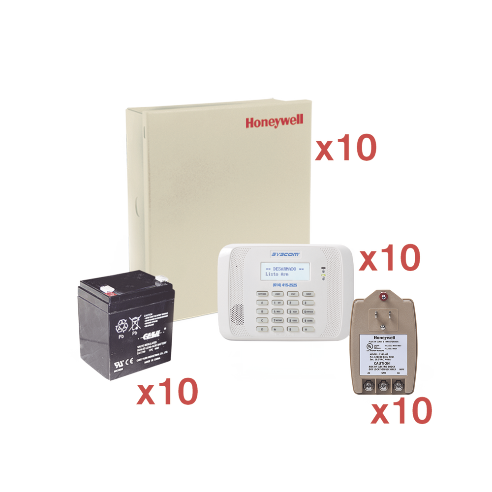 Kit de 10 Paneles de Alarma VISTA48 con Bateria y Transformador
