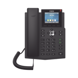 Teléfono IP empresarial para 4 líneas SIP con pantalla LCD de 2.8 pulgadas a color, puertos Gigabit, IPv6, Opus y conferencia de 3 vías, PoE