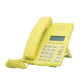 Teléfono IP soho color amarillo para 2 lineas SIP voz HD y conferencia de 3 vías, PoE