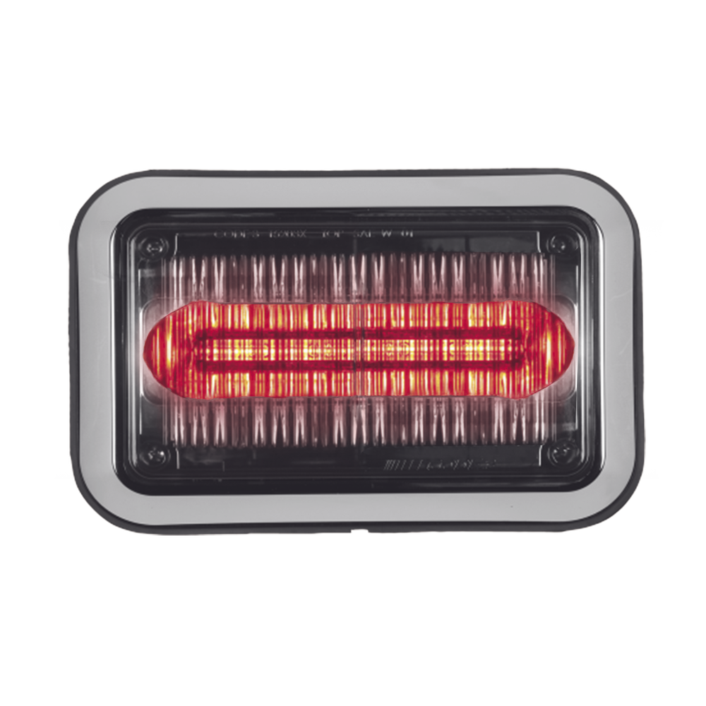 Luz perimetral LED PriZm ™ II de 4x6 con bisel, lente transparente y color REF8, rojo