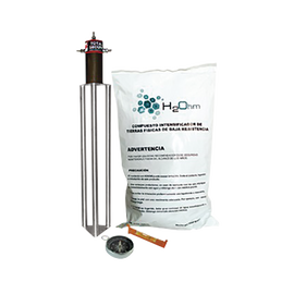 Kit Antivandalico de puesta a tierra de 45 A con Electrodo, Acoplador en Filtro y Compuesto H2Ohm.
