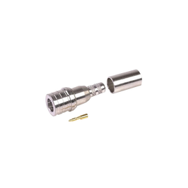 Conector QMA (Quick Mate) Macho, Anillo Plegable para RG-8/X, LMR-240, Bronce Blanco/Oro/Teflón.