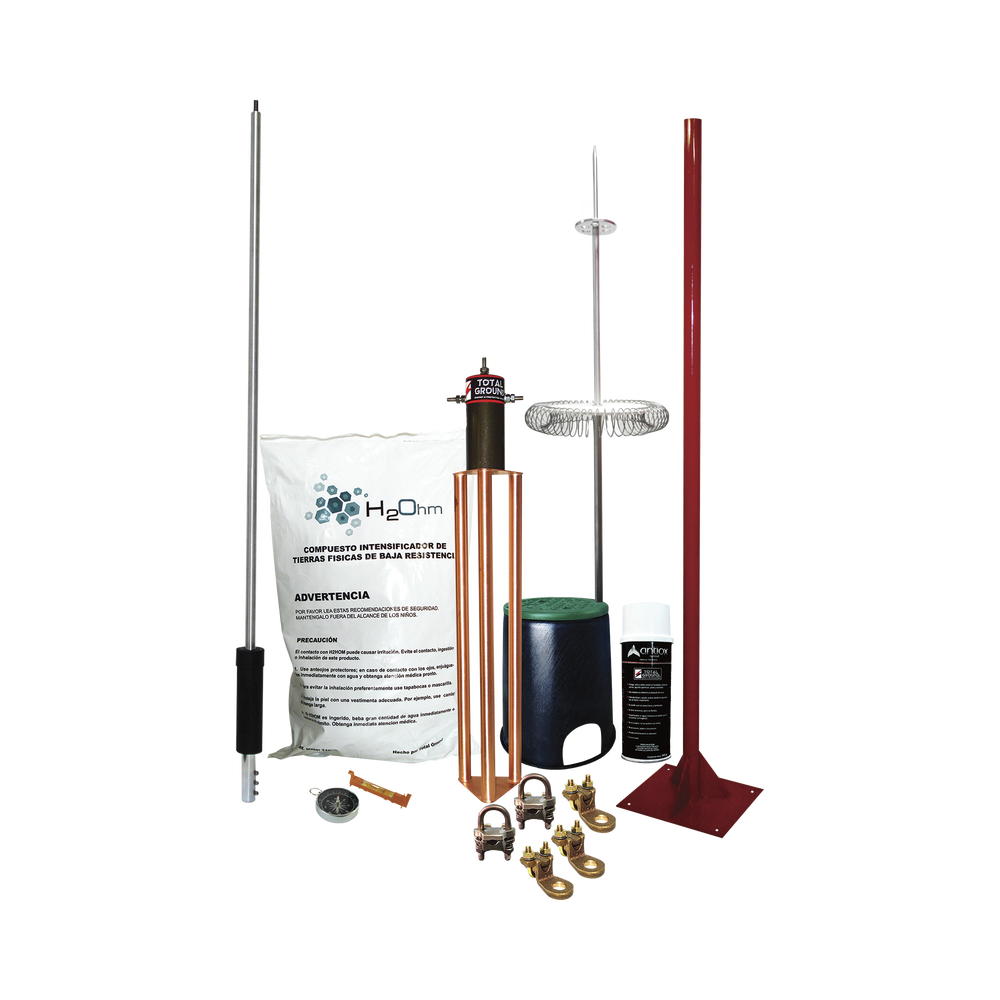 Kit de Pararrayo Dipolo con Electrodo y Accesorios de Instalación para Techo.