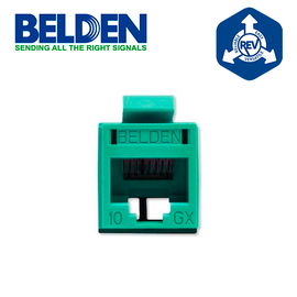 CONECTOR MODULAR JACK RJ45 CAT6A REVCONNECT BELDEN RVAMJKUGN-S1 ESTILO KEYCONNECT VERDE COMPATIBLE CON FACEPLATE AX102660,AX102655,AX102249 ESQUEMA DE CABLEADO T568A/B HERRAMIENTA COMPATIBLE RVUTT01 USO INTERIOR CALIBRE DEL CONDUCTOR 23-24 AWG CONECTOR MODULAR JACK RJ45 CAT6A REVCONNECT BELDEN RVAMJKUGN-S1 ESTILO KEYCONNECT VERDE COMPATIBLE CON FACEPLATE AX102660,AX102655,AX102249 ESQUEMA DE CABLEADO T568A/B HERRAMIENTA COMPATIBLE RVUTT01 USO INTERIOR CALIBRE DEL CONDUCTOR 23-24 AWG