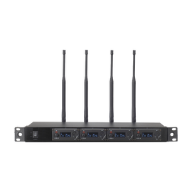 Receptor UHF para 4 micrófonos inalámbricos / Pantalla LCD de cristal liquido