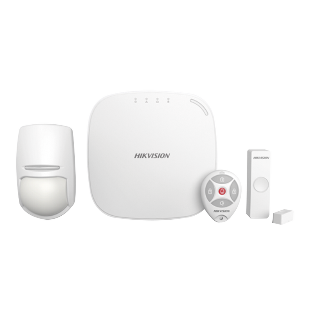 (AX HUB) KIT para Panel de Alarma / Incluye: 1 Hub / 1 Sensor PIR / 1 Contacto Magnético / 1 Control Remoto/ WiFi / Compatible con Hik-Connect P2P