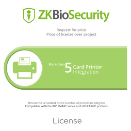 Licencia para ZKBiosecurity para integracion para mas de 5 impresoras de tarjetas