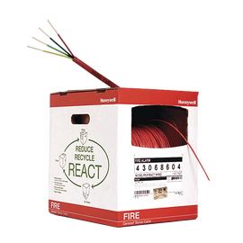 Bobina de 152 metros de alambre  calibre 18 AWG  en 4 hilos, caja REACT , Uso INTEMPERIE, resistente al fuego, color rojo, tipo FPLR- CL2R - C(UL) -FT4 para sistemas contra incendio o sistemas de evacuación.