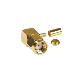 Conector SMA Macho Inverso en Angulo Recto, de Anillo plegable/ RG-174/U, BELDEN 8216, Au/Au/Teflón.