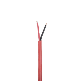 Bobina de 305 metros de alambre,18 AWG, 2 conductores, tipo FPLR-CL3R, FT4, de color rojo, resistente a la intemperie para aplicaciones en sistemas de detección de incendio y sistemas de evacuación.