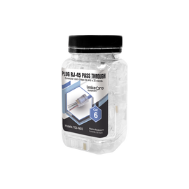 Bote con 100 Plugs Pass through RJ45 Cat6 sin blindaje, chapado de oro a 30 micras para durabilidad extrema