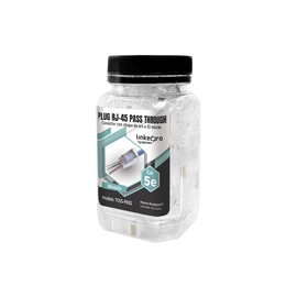 Bote con 100 Plugs Pass through RJ45 Cat5e BLINDADO, chapado de oro a 30 micras para durabilidad extrema