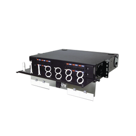 Panel de Conexión de Fibra Óptica (RIC3) Para Rack de 19in, Acepta 4 Placas Quick Pack, Hasta 96 Fibras, 2 UR